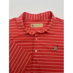 Donald Ross Sportswear Polo Shirt Mens XL Coral White Striped‎ Golf Short Sleeve
